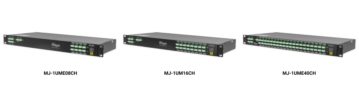 Modelos MUX/DEMUX Miljet 8, 16 e 40 canais